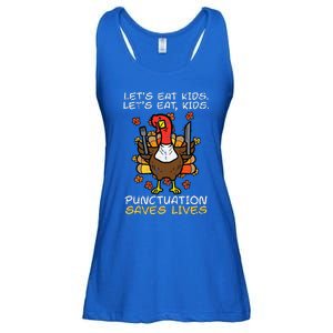 Thanksgiving Teacher Turkey Lets Eat Punctuation Ladies Essential Flowy Tank