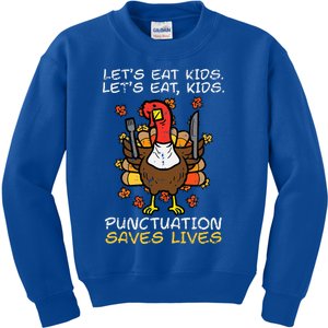 Thanksgiving Teacher Turkey Lets Eat Punctuation Kids Sweatshirt