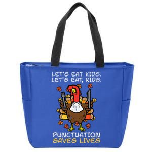 Thanksgiving Teacher Turkey Lets Eat Punctuation Zip Tote Bag