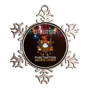 Thanksgiving Teacher Turkey Lets Eat Punctuation Metallic Star Ornament