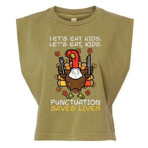 Thanksgiving Teacher Turkey Lets Eat Punctuation Garment-Dyed Women's Muscle Tee