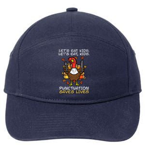 Thanksgiving Teacher Turkey Lets Eat Punctuation 7-Panel Snapback Hat