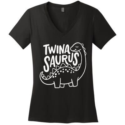 Twins Twin Twinasaurus Women's V-Neck T-Shirt