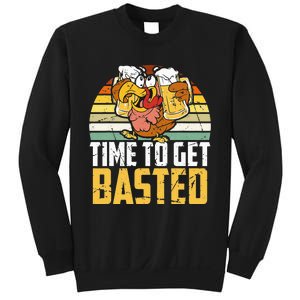 Turkey Time To Get Basted Retro Happy Thanksgiving Sweatshirt