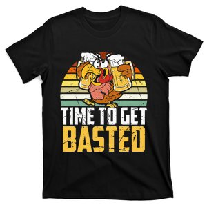 Turkey Time To Get Basted Retro Happy Thanksgiving T-Shirt