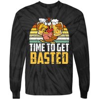 Turkey Time To Get Basted Retro Happy Thanksgiving Tie-Dye Long Sleeve Shirt