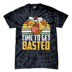 Turkey Time To Get Basted Retro Happy Thanksgiving Tie-Dye T-Shirt