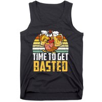 Turkey Time To Get Basted Retro Happy Thanksgiving Tank Top