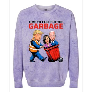 Time To Take Out The Garbage Funny Garbage For Trump 2024 Colorblast Crewneck Sweatshirt