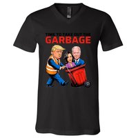 Time To Take Out The Garbage Funny Garbage For Trump 2024 V-Neck T-Shirt