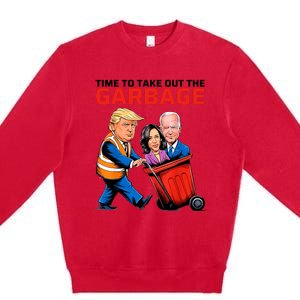 Time To Take Out The Garbage Funny Garbage For Trump 2024 Premium Crewneck Sweatshirt