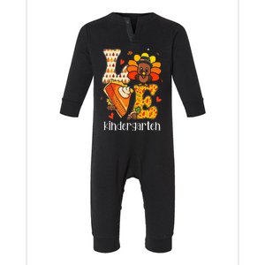 Teacher Turkey Thanksgiving Love Kindergarten Teacher Life Infant Fleece One Piece