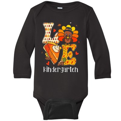 Teacher Turkey Thanksgiving Love Kindergarten Teacher Life Baby Long Sleeve Bodysuit