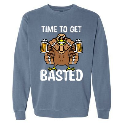 Turkey Time To Get Basted Retro Happy Thanksgiving Garment-Dyed Sweatshirt