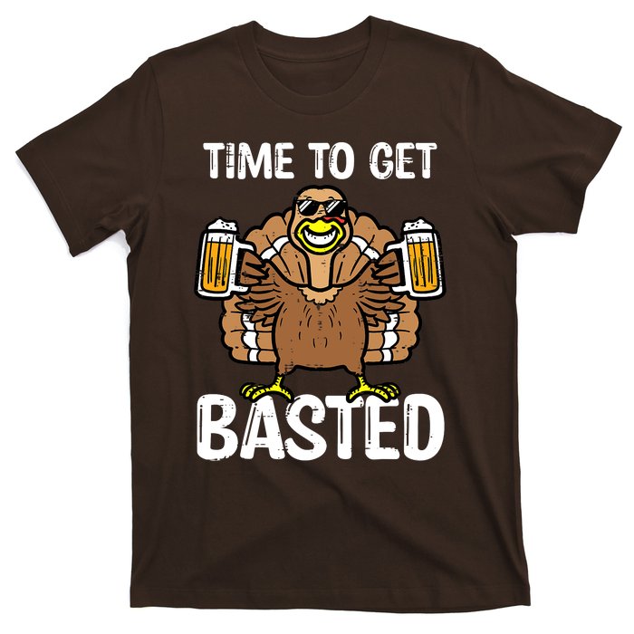 Turkey Time To Get Basted Retro Happy Thanksgiving T-Shirt