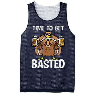 Turkey Time To Get Basted Retro Happy Thanksgiving Mesh Reversible Basketball Jersey Tank