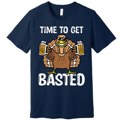 Turkey Time To Get Basted Retro Happy Thanksgiving Premium T-Shirt