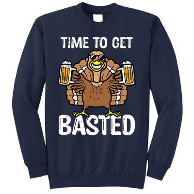 Turkey Time To Get Basted Retro Happy Thanksgiving Tall Sweatshirt