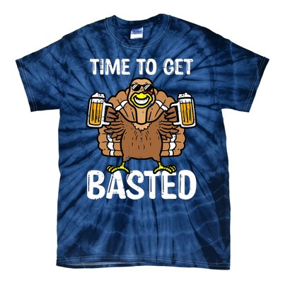 Turkey Time To Get Basted Retro Happy Thanksgiving Tie-Dye T-Shirt