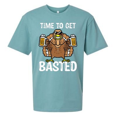 Turkey Time To Get Basted Retro Happy Thanksgiving Sueded Cloud Jersey T-Shirt