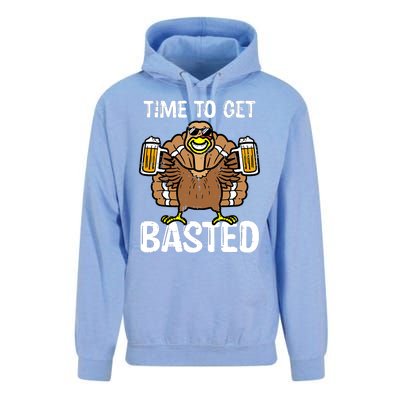 Turkey Time To Get Basted Retro Happy Thanksgiving Unisex Surf Hoodie