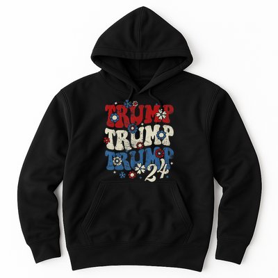 Trump Trump Trump 2024 Retro Groovy Hoodie
