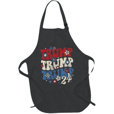 Trump Trump Trump 2024 Retro Groovy Apron