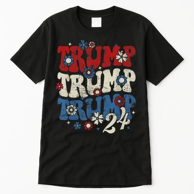 Trump Trump Trump 2024 Retro Groovy Tall T-Shirt