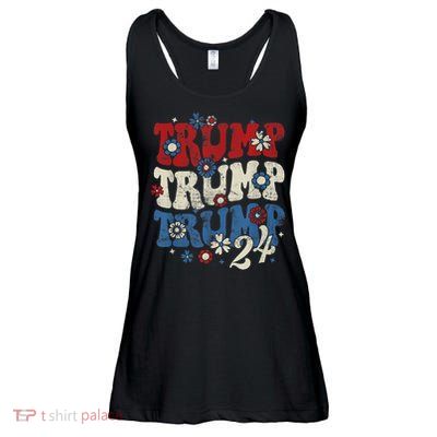Trump Trump Trump 2024 Retro Groovy Ladies Essential Flowy Tank