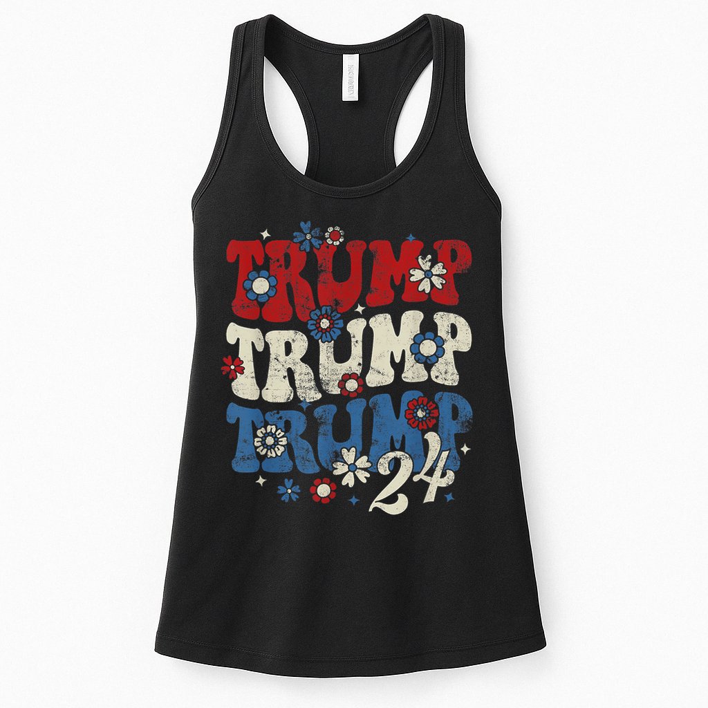 Trump Trump Trump 2024 Retro Groovy Womens Tank Top