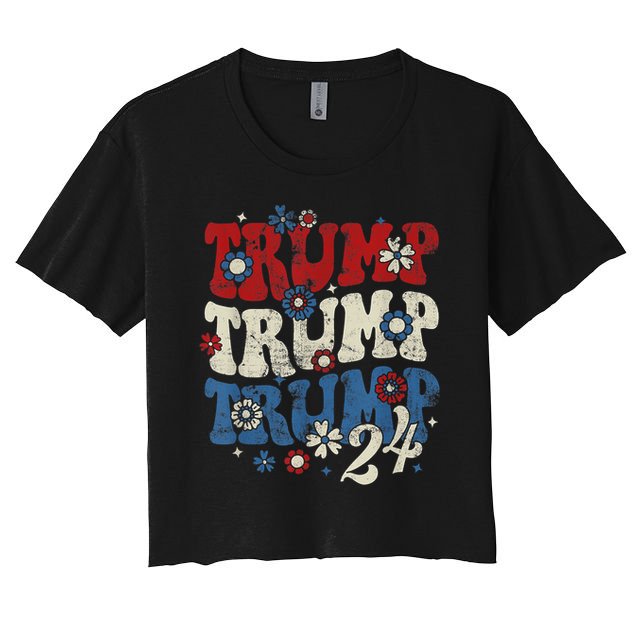 Trump Trump Trump 2024 Retro Groovy Crop Top