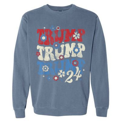 Trump Trump Trump 2024 Retro Groovy Garment-Dyed Sweatshirt