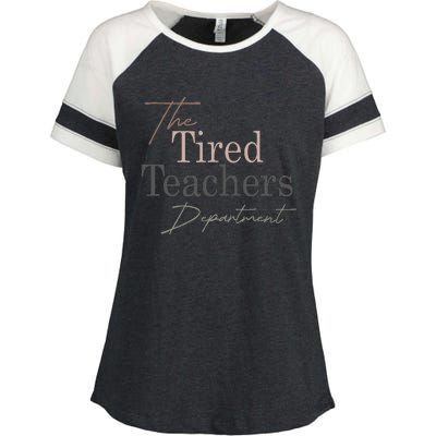 The Tired Teachers Department Teacher Appreciation Day Enza Ladies Jersey Colorblock Tee