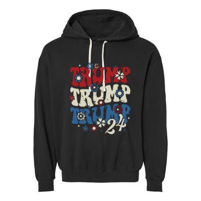 Trump Trump Trump 2024 Retro Groovy Garment-Dyed Fleece Hoodie