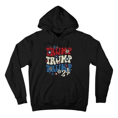 Trump Trump Trump 2024 Retro Groovy Hoodie