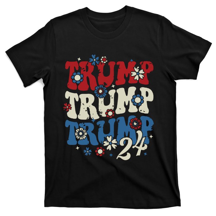 Trump Trump Trump 2024 Retro Groovy T-Shirt