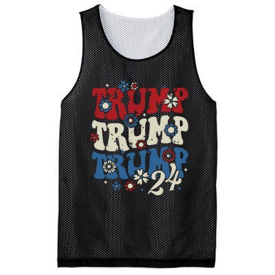 Trump Trump Trump 2024 Retro Groovy Mesh Reversible Basketball Jersey Tank