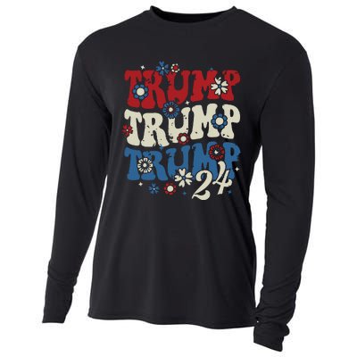 Trump Trump Trump 2024 Retro Groovy Cooling Performance Long Sleeve Crew