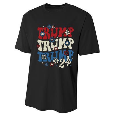 Trump Trump Trump 2024 Retro Groovy Performance Sprint T-Shirt