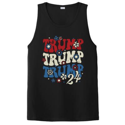 Trump Trump Trump 2024 Retro Groovy PosiCharge Competitor Tank