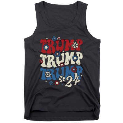 Trump Trump Trump 2024 Retro Groovy Tank Top