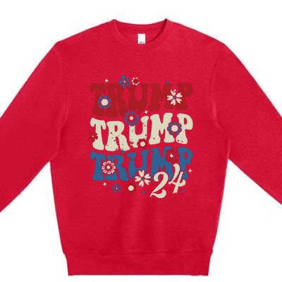 Trump Trump Trump 2024 Retro Groovy Premium Crewneck Sweatshirt