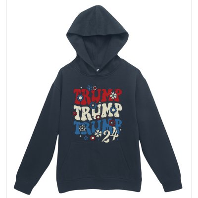 Trump Trump Trump 2024 Retro Groovy Urban Pullover Hoodie