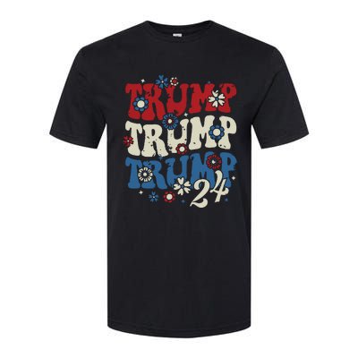 Trump Trump Trump 2024 Retro Groovy Softstyle CVC T-Shirt