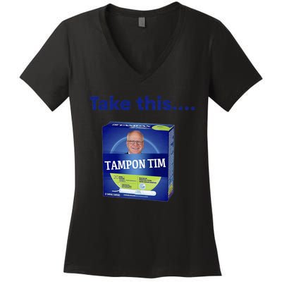 Tampontim Tampon Tim Funny KamalaS Vice President Tim Walz Women's V-Neck T-Shirt