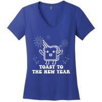 Toast To The New Year Party New YearS Eve Groovy Cool Gift Women's V-Neck T-Shirt