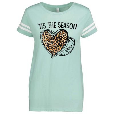 Tis To The Season Leopard Heart Football Season Game Day Enza Ladies Jersey Football T-Shirt