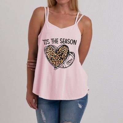 Tis To The Season Leopard Heart Football Season Game Day Women's Strappy Tank