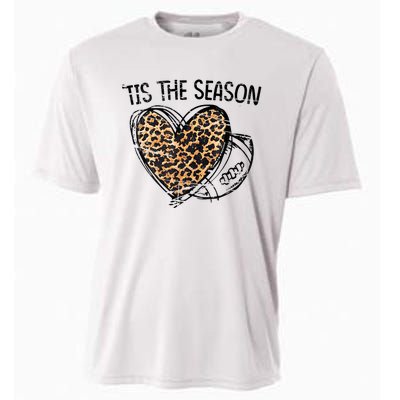 Tis To The Season Leopard Heart Football Season Game Day Cooling Performance Crew T-Shirt