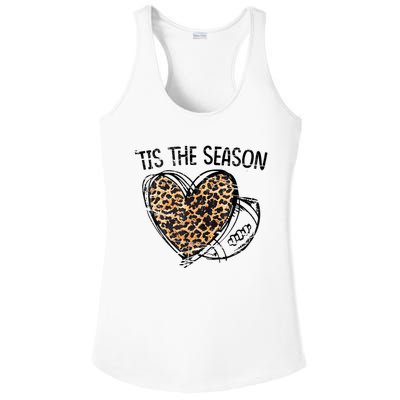 Tis To The Season Leopard Heart Football Season Game Day Ladies PosiCharge Competitor Racerback Tank